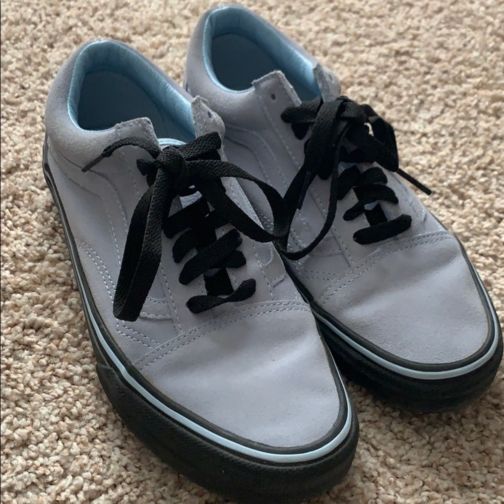 Baby Blue Vans with black sole and laces